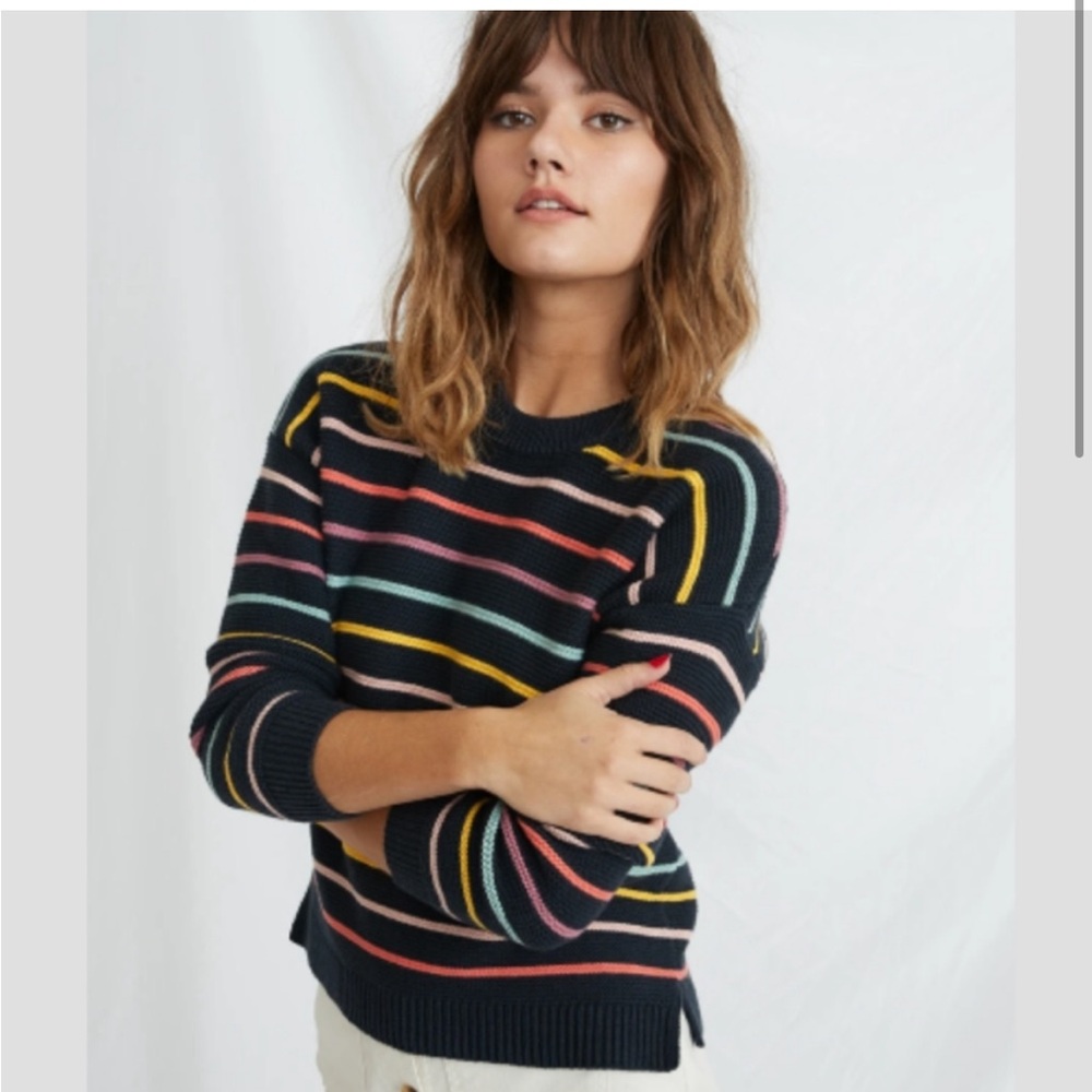 FINAL SALE Marine Layer Nina Stripe Crew Neck Cotton Sweater